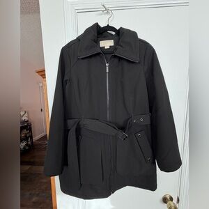 Michael Kors Black Anorak Coat with removable hood and fur collar